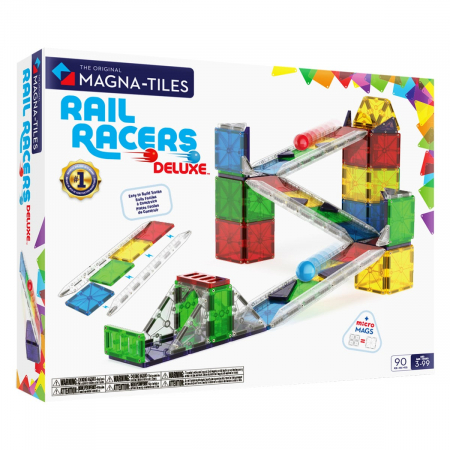 Jocuri educative - MAGNA-TILES Rail Racers Deluxe, 90 piese