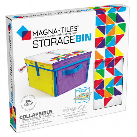 Jocuri educative - Cutie de depozitare și covor de joacă Magna Tiles