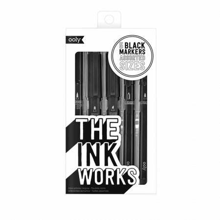 Carioci - Markere negre The Ink Works - Set de 5 dimensiuni diferite