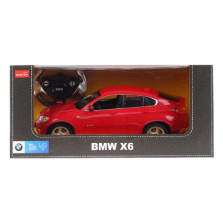 Mașinuțe și pistoale - Mașină cu telecomandă BMW X6 rosu cu scara 1 LA 14