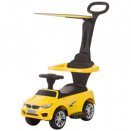 Jucării exterior - Masinuta de impins Chipolino Flash yellow cu maner si copertina