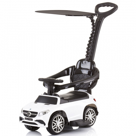 Mașinuțe, tractoare și excavatoare - Masinuta de impins Chipolino Mercedes AMG GLE 63 Coupe white cu maner si copertina