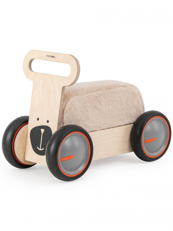 Premergatoare / Antemergatoare - Masinuta ride-on, premergator si carucior de jucarii MamaToyz DriveMe Soft, Ursulet - Jucarie din lemn 3 in 1