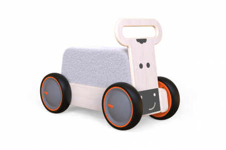 Masinuta ride-on, premergator si carucior de jucarii MamaToyz DriveMe Soft, Vacuta - Jucarie din lemn 3 in 1 [7]