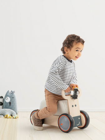 Masinuta ride-on, premergator si carucior de jucarii MamaToyz DriveMe Soft, Vacuta - Jucarie din lemn 3 in 1 [11]