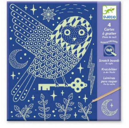 Art & Craft - Joc creativ de răzuit planșe fluorescente, Noaptea
