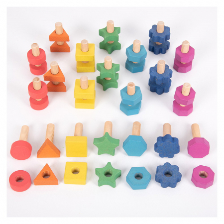 Jucării copii 5-6 ani - Nuts & Bolts, set suruburi si piulite din lemn, TickiT
