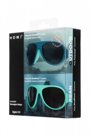 Ochelari de soare pentru copii MOKKI Click & Change, protectie UV, bleu, 2-5 ani, set 2 perechi [2]