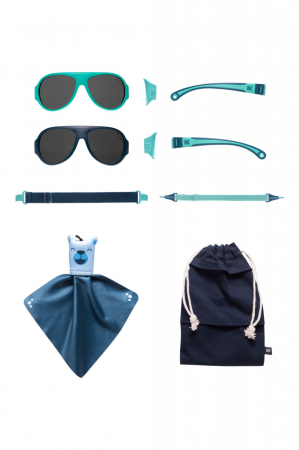 Ochelari de soare pentru copii MOKKI Click & Change, protectie UV, bleu, 2-5 ani, set 2 perechi [1]