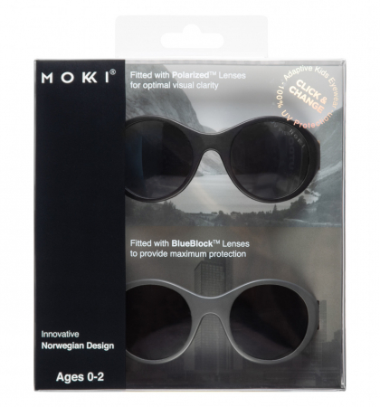 Articole plajă - Ochelari de soare pentru copii MOKKI Click & Change, protectie UV, negru, 0-2 ani, set 2 perechi
