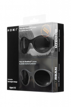 Ochelari de soare pentru copii MOKKI Click & Change, protectie UV, negru, 0-2 ani, set 2 perechi [2]