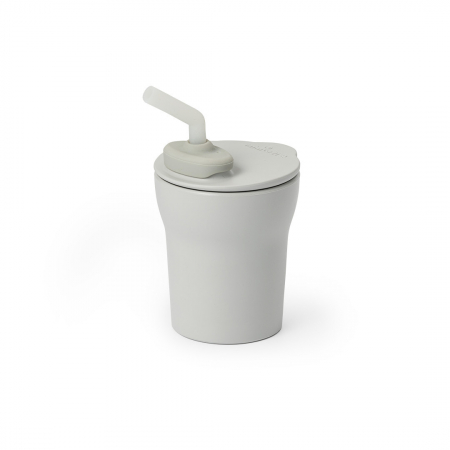 Pahar cu capac si pai antrenament bebelusi Miniware 1-2-3 Sip!, 100% din materiale naturale biodegradabile, Grey [1]