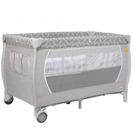 Pătuțuri și accesorii - Patut de calatorie pliabil Skiddou Lunar, 2 nivele, Normandic Dream, Gri