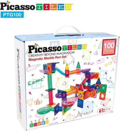 Jocuri magnetice - Traseu magnetic cu bile (Marble Run), 100 de piese