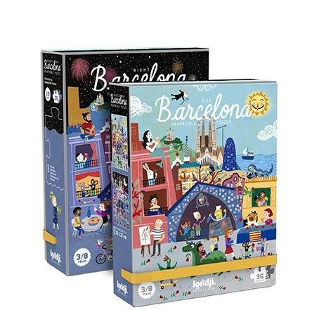 Jucării copii 5-6 ani - Puzzle reversibil, zi si noapte in Barcelona