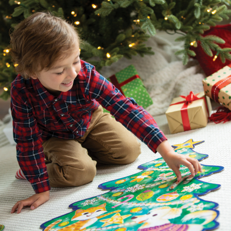 Puzzle de podea in forma de brad de Craciun, Shimmery Christmas Tree Floor Puzzle [5]