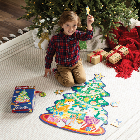 Puzzle de podea in forma de brad de Craciun, Shimmery Christmas Tree Floor Puzzle [6]