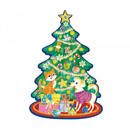 Puzzle de podea in forma de brad de Craciun, Shimmery Christmas Tree Floor Puzzle [4]