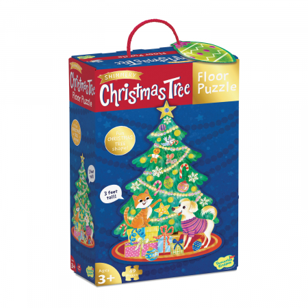 Puzzle de podea in forma de brad de Craciun, Shimmery Christmas Tree Floor Puzzle [1]
