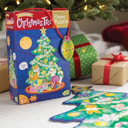 Puzzle de podea in forma de brad de Craciun, Shimmery Christmas Tree Floor Puzzle [8]
