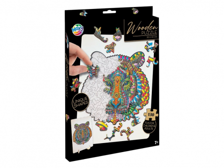 Vârstă - Puzzle din lemn cu forme unice, Tigru, 130 piese, Moxy