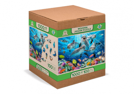 Jucarii educative - Wooden City Puzzle din lemn Dansul delfinilor 1010 piese