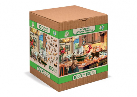 Jucarii educative - Wooden City Puzzle din lemn Pisicutele bucatari 1010 piese