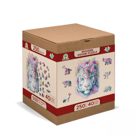 Idei de cadouri - Puzzle din lemn, Tigrul alb, 250 piese