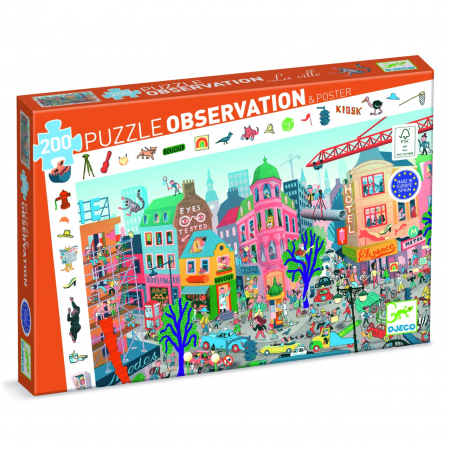 Jocuri educative - Puzzle observatie Orasul, Djeco