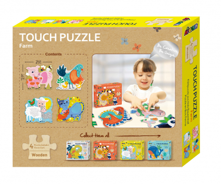 Puzzle tactil din lemn - Ferma [2]