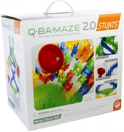 Jucarii 6-8 ani - MindWare Q-BA-MAZE 2.0 Mega Stunt Set joc de constructie cu bile trambulina si vortex