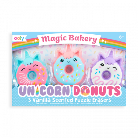 Rechizite școlare - Radiere parfumate Unicorn Donuts - Set de 3
