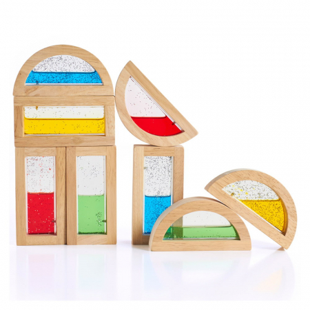 Rainbow Blocks, cu lichid colorat si sclipici, Guidecraft [1]