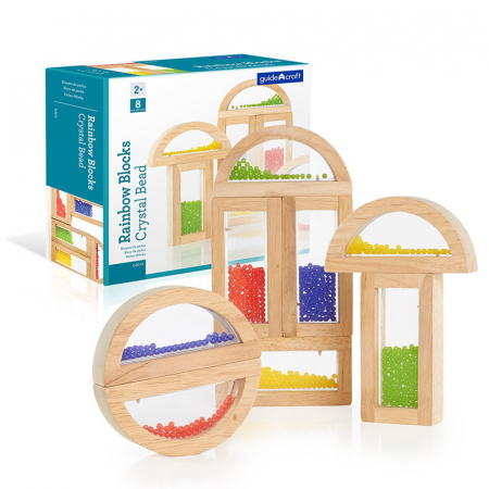 Jucării Montessori - Rainbow Blocks cu margele colorate, Guidecraft