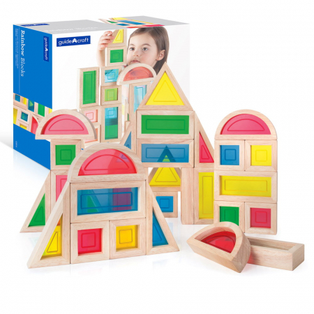 Jucării Montessori - Rainbow Blocks set 30 piese, Guidecraft