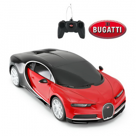 Mașinuțe și pistoale - Mașină cu telecomandă Bugatti Chiron rosu cu scara 1 la 24