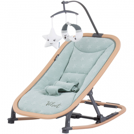 Mama și bebe - Scaunel balansoar Chipolino Velvet aloe wood