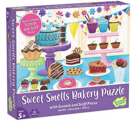 Jocuri educative - Peaceable Kingdom Scratch and Sniff Puzzle: Sweet Smells Bakery - puzzle de tip razuieste si miroase Arome dulci de patiserie