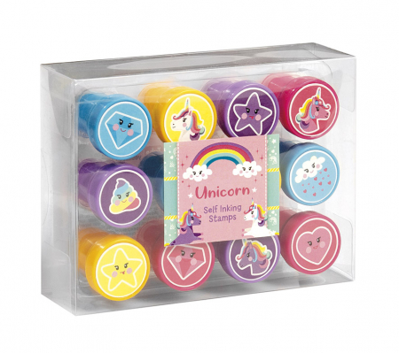 Idei de cadouri sub 50 lei - Set 12 stampile cu unicorni cu tus propriu