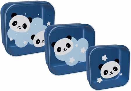 Recipiente alimentare - Set 3 cutii pentru alimente, design panda