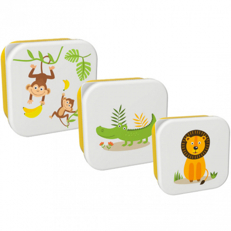 Recipiente alimentare - Set 3 cutii pentru alimente, design animale salbatice
