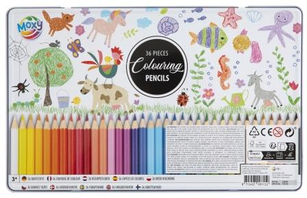 Set 36 creioane colorate in cutie metalica, Moxy [1]