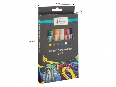 Set 6 markere acrilice, cu varf dublu, pentru toate suprafetele, Art Sensations, Nassau [6]