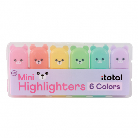 Cadouri 6 ani - iTotal-Set 6 mini markere in forma de ursulet, Macarons