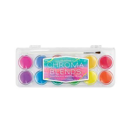 Idei de cadouri sub 100 de lei - Set acuarele Chroma Blends Pearlescent - 12 culori perlate si pensula