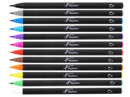 Set creativ, 12 carioci acuarela, 12 creioane colorate tip acuarela, 1 pensula, Nassau [6]