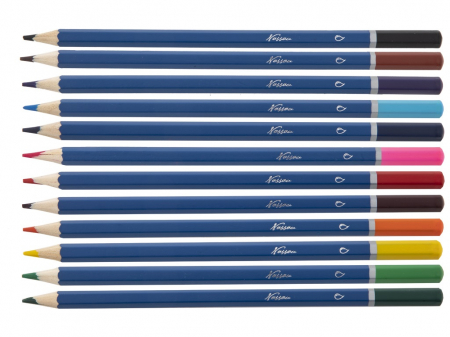 Set creativ, 12 carioci acuarela, 12 creioane colorate tip acuarela, 1 pensula, Nassau [7]