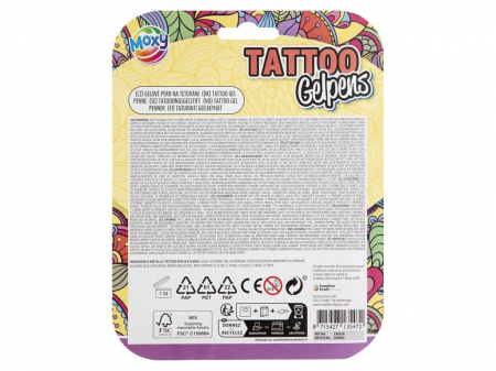 Set creativ,4 pixuri cu gel si sabloane pentru tatuaje, Tattoo Gelpens Metallic [1]