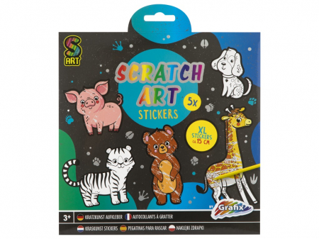 Jucării copii 5-6 ani - Set creativ, 5 abtibilduri XL de razuit, Grafix