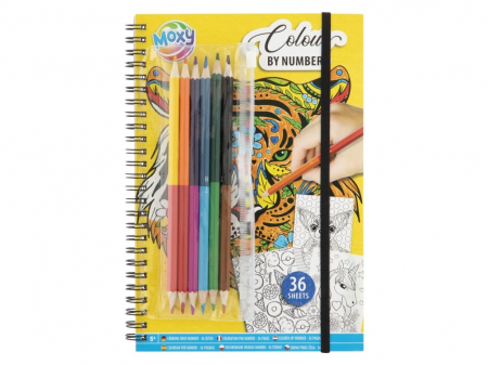 Vârstă - Set creativ, Coloreaza pe numere, A4, 36 pag, 6 creioane duble, Moxy